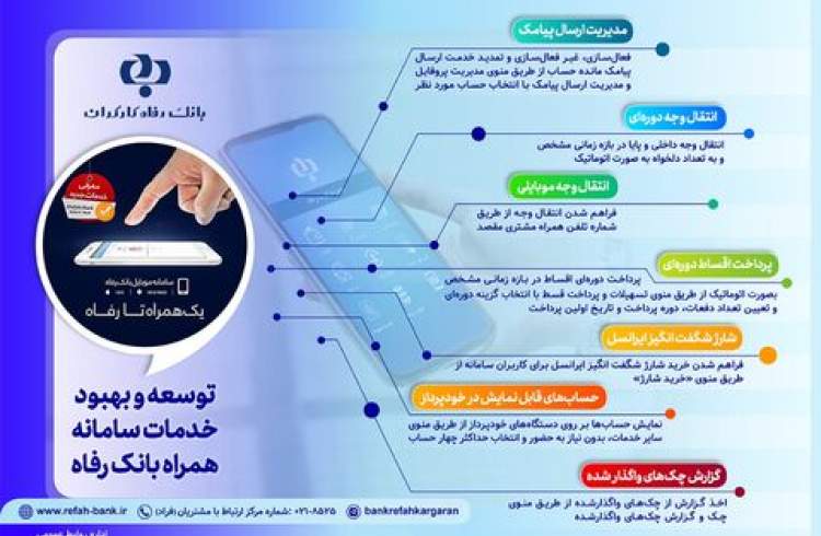 توسعه خدمات سامانه موبایل بانک رفاه کارگران+ اینفو